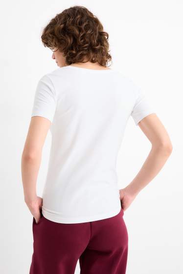 Damen - Basic-T-Shirt - Slim Fit - weiß
