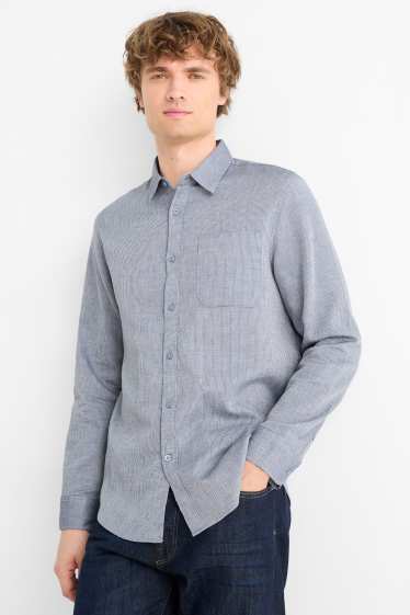 Herren - Hemd - Regular Fit - Kent - strukturiert - blau