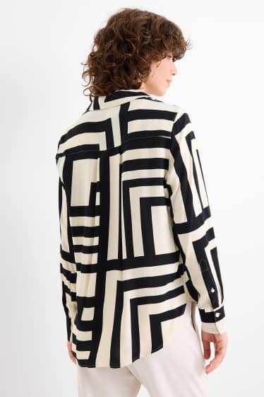 Women - Blouse - patterned - black / beige