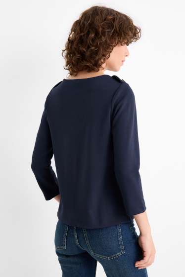 Femei - Tricou cu mânecă lungă - albastru închis