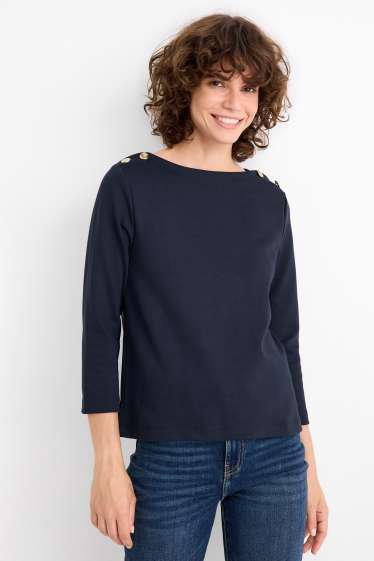 Femei - Tricou cu mânecă lungă - albastru închis