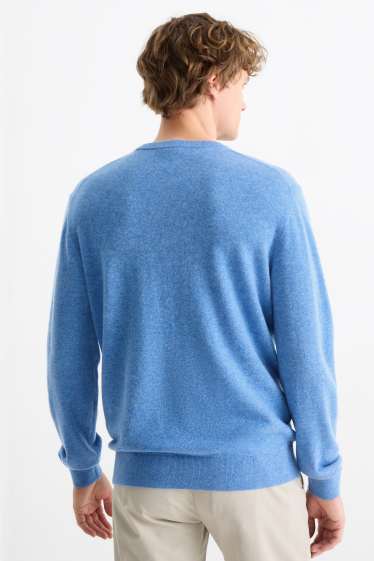 Herren - Kaschmir-Pullover - blau