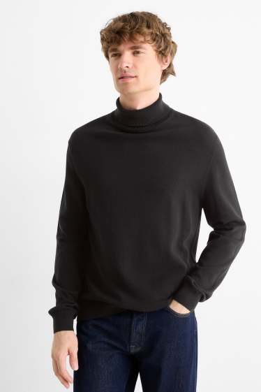 Men - Turtleneck jumper - black