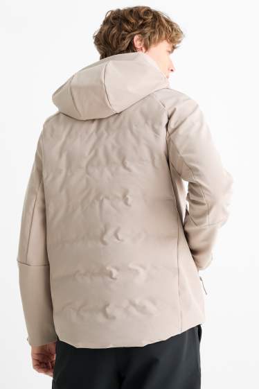 Men - Quilted jacket with hood - water-repellent - beige
