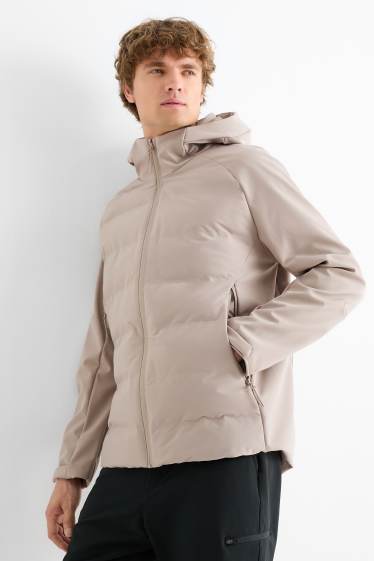 Men - Quilted jacket with hood - water-repellent - beige