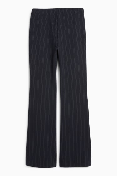 Women - Jersey trousers - mid-rise waist - flared - pinstripes - dark blue