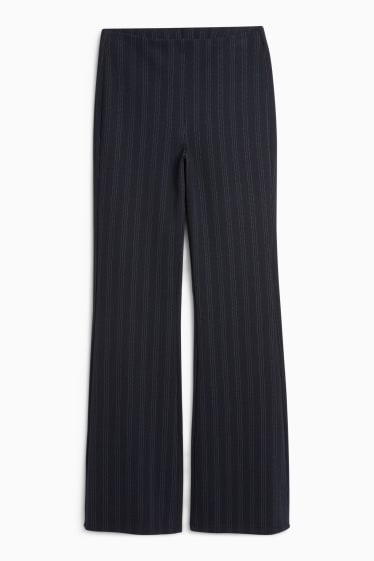 Women - Jersey trousers - mid-rise waist - flared - pinstripes - dark blue