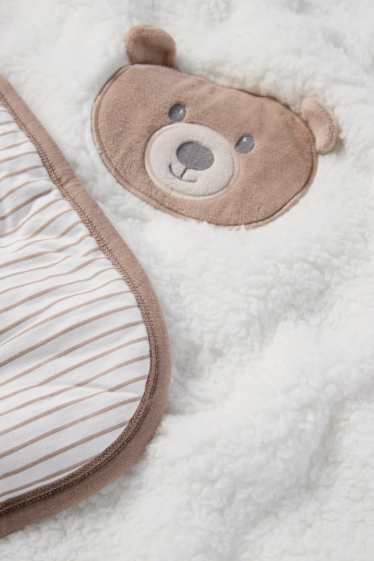 Baby Mädchen - Bärchen - Baby-Decke - gestreift - 100 x 85 cm - weiss