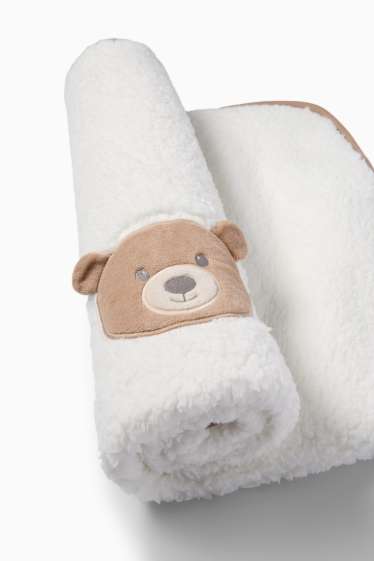 Baby Mädchen - Bärchen - Baby-Decke - gestreift - 100 x 85 cm - weiss