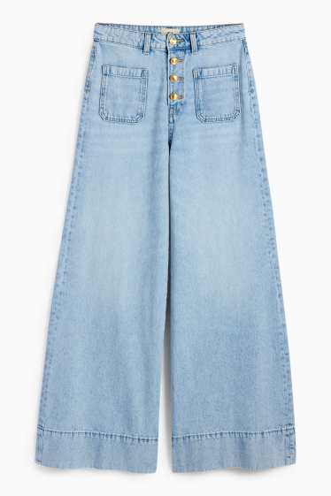 Femei - Wide leg jeans - talie înaltă - denim-albastru deschis