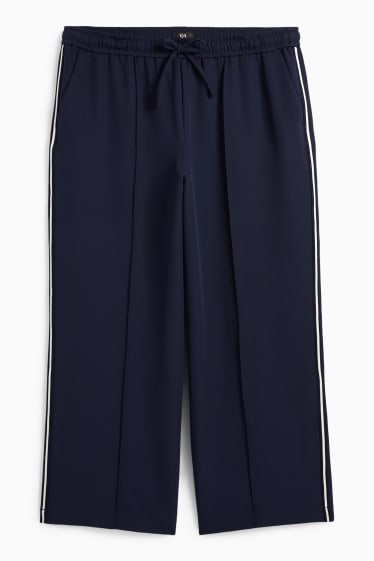 Damen - Jersey-Hose - Mid Waist - Wide Leg - dunkelblau
