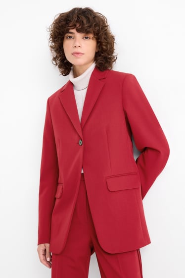 Damen - Longblazer - tailliert - dunkelrot