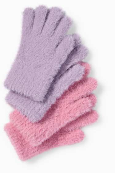 Enfants filles - Lot de 2 paires - gants - violet clair