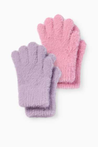 Enfants filles - Lot de 2 paires - gants - violet clair