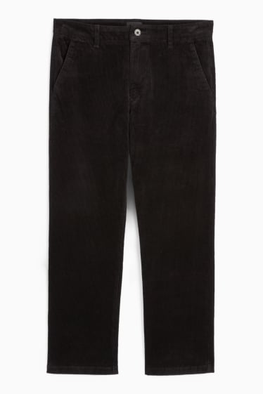 Bărbați - Chino din catifea reiată - regular fit - negru