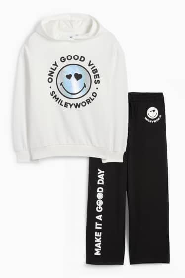 Nena - SmileyWorld® - conjunt - dessuadora amb caputxa i pantalons de xandall - 2 peces - negre/blanc