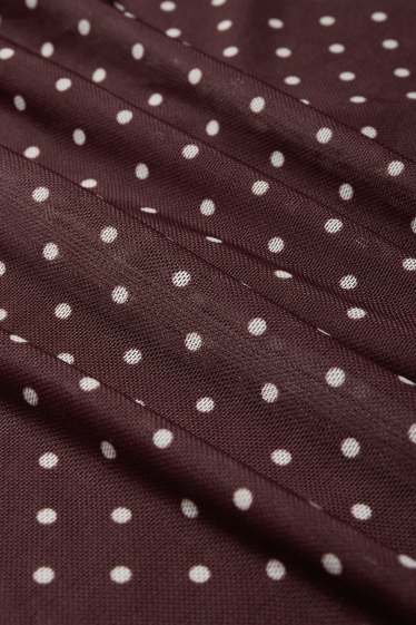 Women - Mesh dress - polka dot - dark red