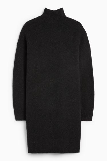 Dames - Gebreide jurk - straight fit - donkergrijs