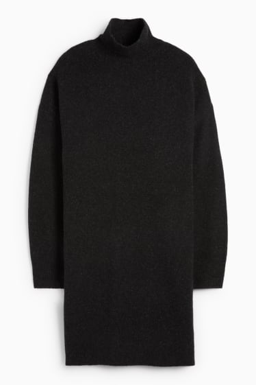 Dames - Gebreide jurk - straight fit - donkergrijs