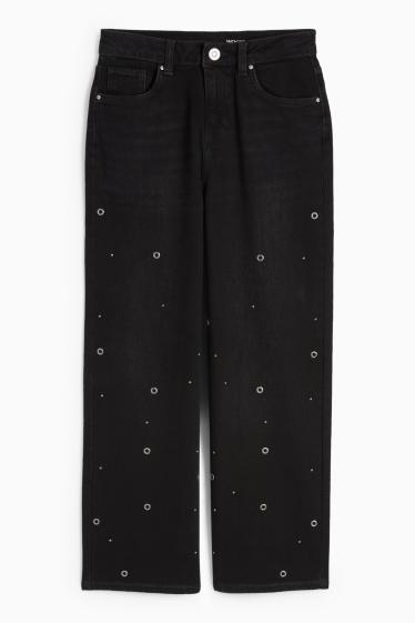 Kinderen: meisjes - Wide leg jeans - jeansdonkergrijs