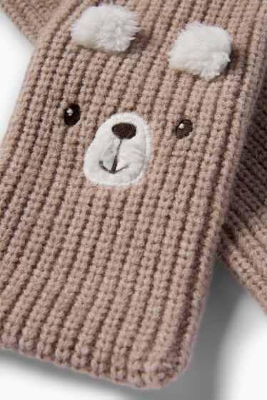 Baby Jungen - Bärchen - Baby-Schal - gerippt - beige