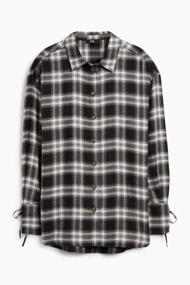 Damen - Bluse - kariert - schwarz / grau