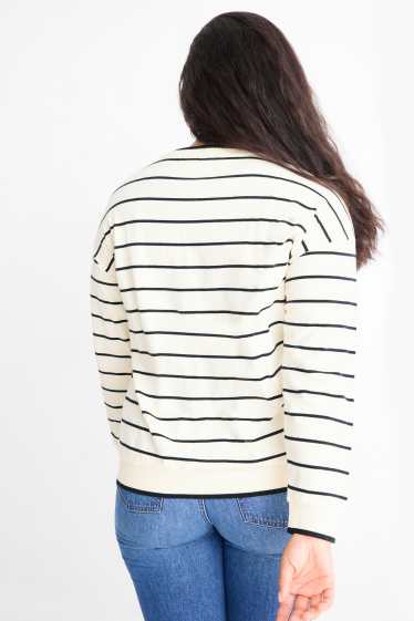 Femmes - Gilet en maille - à rayures - blanc crème