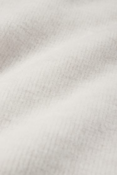 Damen - Sweatshirt - gerippt - weiss-melange