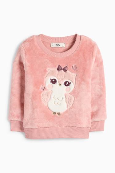Children Girls - Owl - sweatshirt - rose