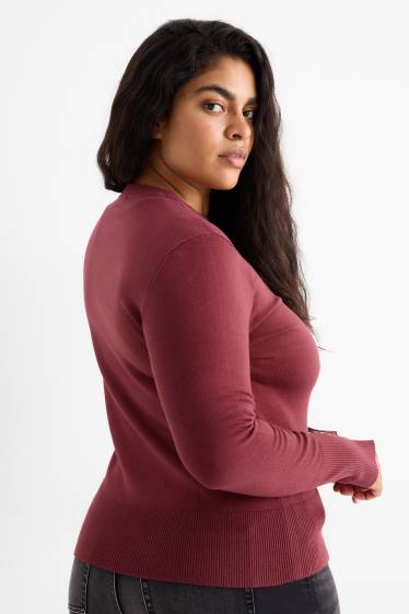 Femmes - Pull en maille fine - bordeaux