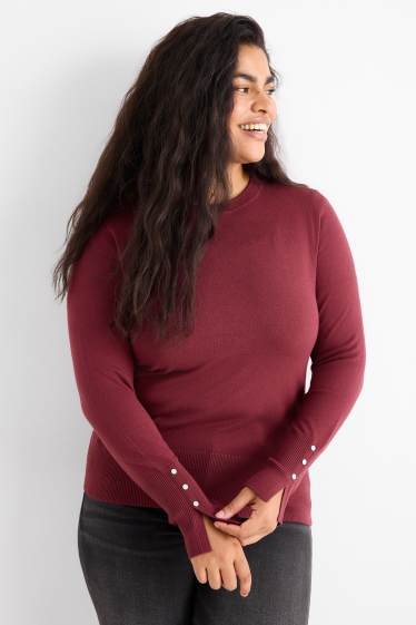 Femmes - Pull en maille fine - bordeaux
