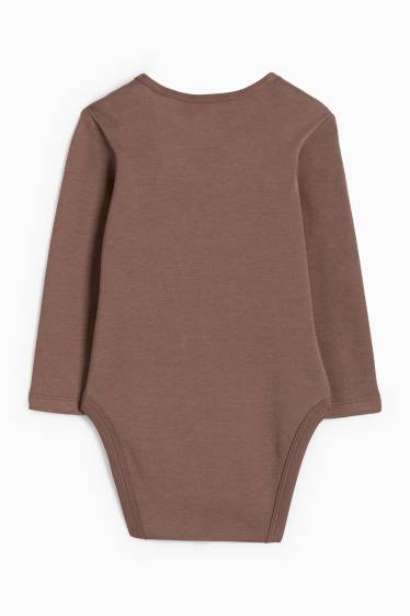 Unisex - Motivo lupo e gufo - body neonati - marrone scuro