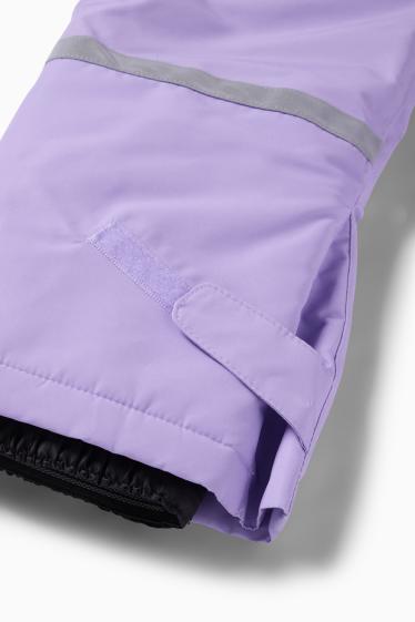 Niños: niñas - Mono de esquí con capucha - impermeable - estampado - fucsia fosforito
