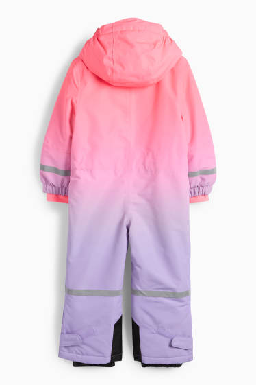 Niños: niñas - Mono de esquí con capucha - impermeable - estampado - fucsia fosforito