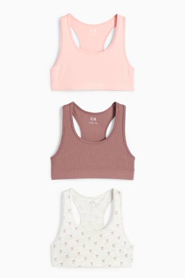 Kinderen: meisjes - Set van 3 - strikje - bustier - bruin