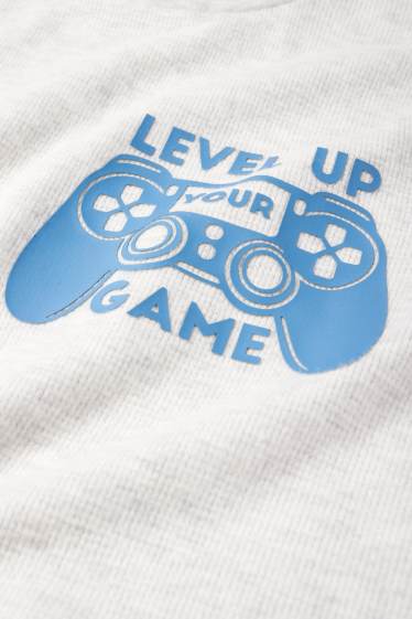 Kinder Buben - Gaming - Pyjama - 2 teilig - hellgrau