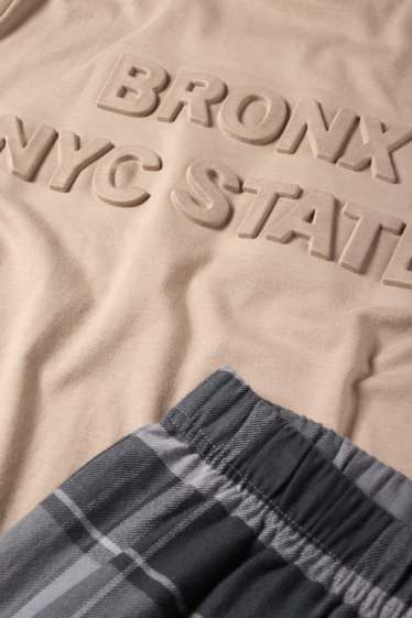 Kinder Buben - NYC - Pyjama mit Flanellhose - 2 teilig - beige