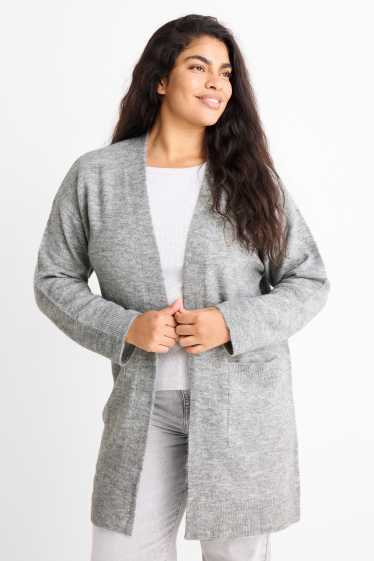 Women - Long cardigan - gray