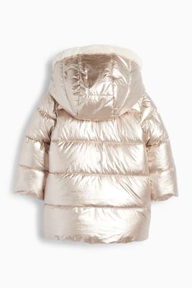Baby Girls - Baby quilted jacket with hood - shiny - gold