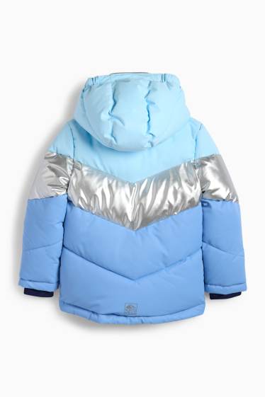 Bambine - Giacca da sci con cappuccio - idrorepellente - effetto brillante - blu
