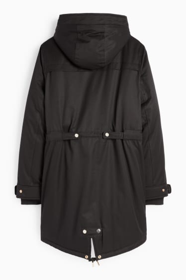 Dámské - Parka s kapucí - s výplní - černá