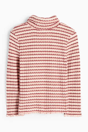 Kinderen: meisjes - Coltrui - geribd - gestreept - roze / rood