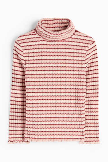 Kinderen: meisjes - Coltrui - geribd - gestreept - roze / rood