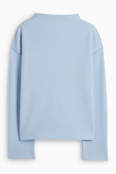 Damen - Sweatshirt - gerippt - hellblau