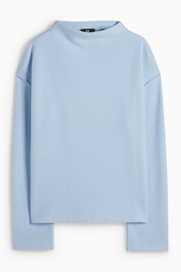 Damen - Sweatshirt - gerippt - hellblau