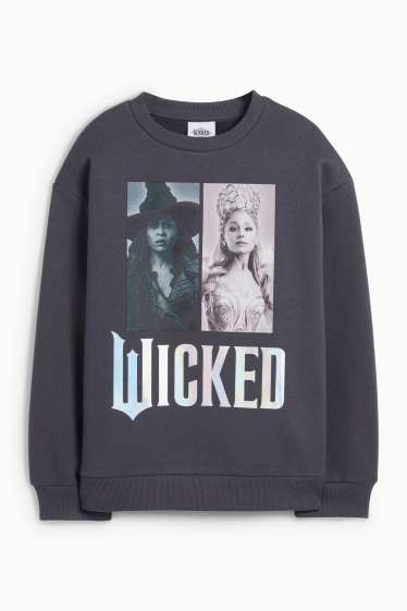 Kinderen: meisjes - Wicked - sweatshirt - glanseffect - donkergrijs