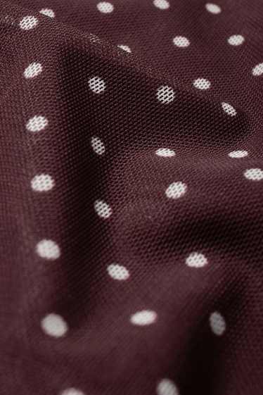 Dames - Body - mesh - gestippeld - donkerrood