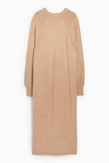 Femmes - Robe en maille - straight fit - beige