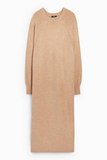 Femmes - Robe en maille - straight fit - beige