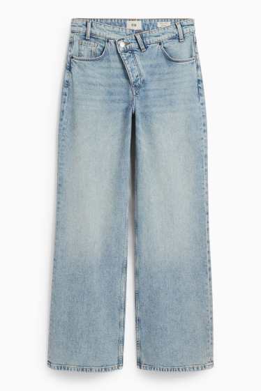 Dámské - Wide leg jeans - mid waist - džíny - světle modré